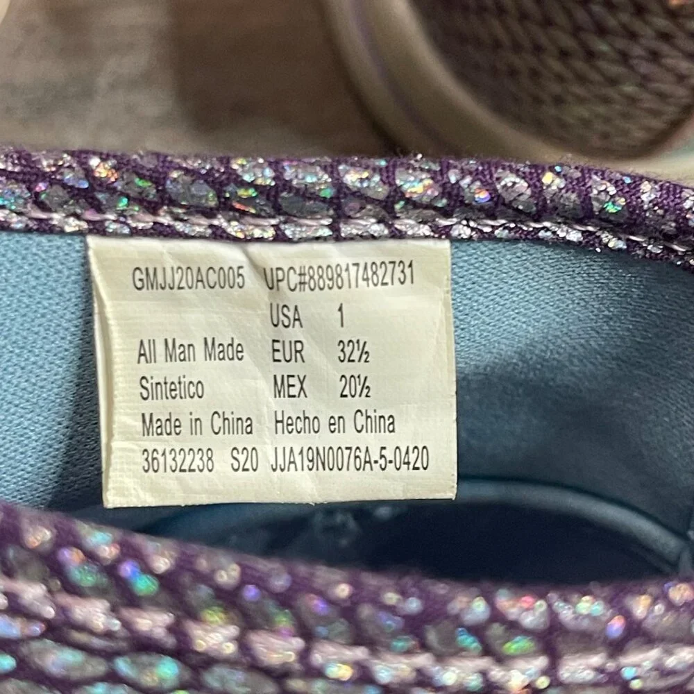 Jojo Siwa Mermaid Shimmer High Top Shoes Girls Sz. 1 Lace Up Sneakers Bow Accent